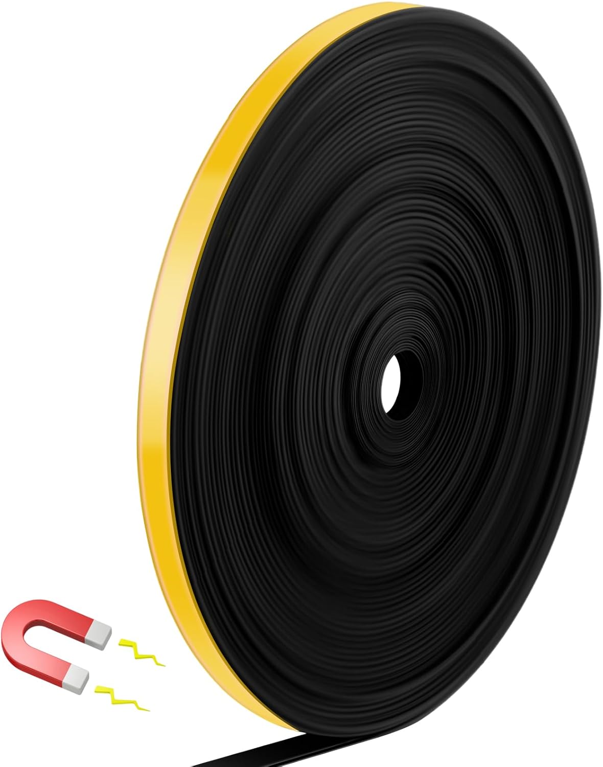 Magnetic Tape Roll Thin Strips, 0.39 Inch x 66 Feet Magnetic Board Dividers Whiteboard Graphic Decorative Tape Marking Line for Classroom Office Art Accessories(Yellow)