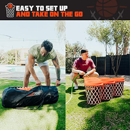 Giant Yard Pong and Basketball Game with 12 Buckets