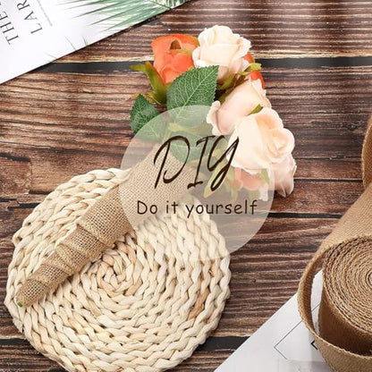 20 Yard 6 Inches Burlap Ribbon Wide Jute Ribbon Natural Burlap Fabric Roll Wired Edge for Wreaths