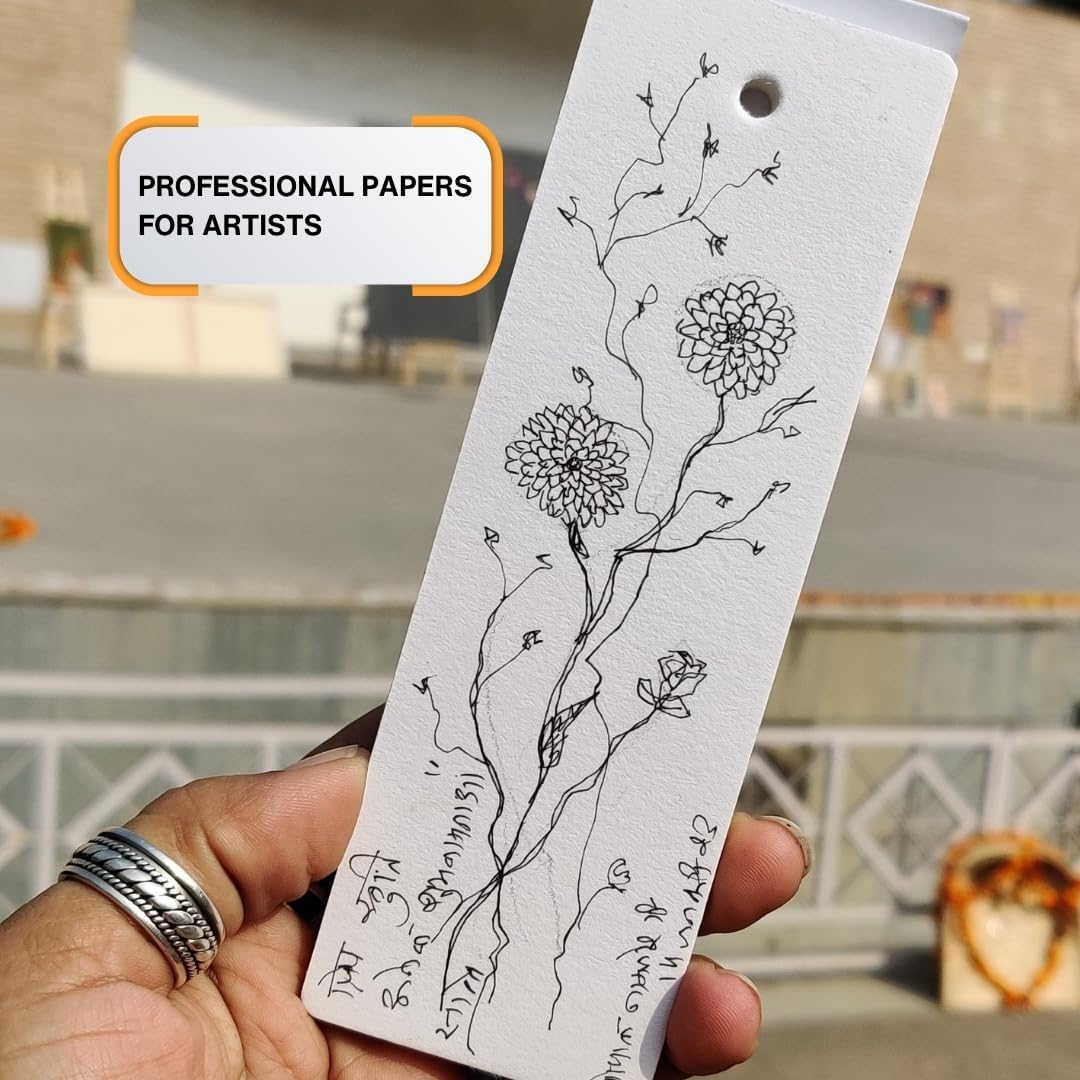 Artist Bookmark Sketchpad Combo – 300 GSM 100% Cotton & 320 GSM Cellulose Ivory Paper | Premium Mixed Media Paper for Watercolor, Gouache, Calligraphy & Ink – Bookmark Size 6x2” - Crafty Corner