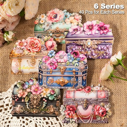 240Pcs PET Scrapbook Stickers Vintage Floral Designs for Scrapbooking DIY Crafts Waterproof Journaling Supplies Junk Journal Ephemera with Storage Organizer (240 Count)