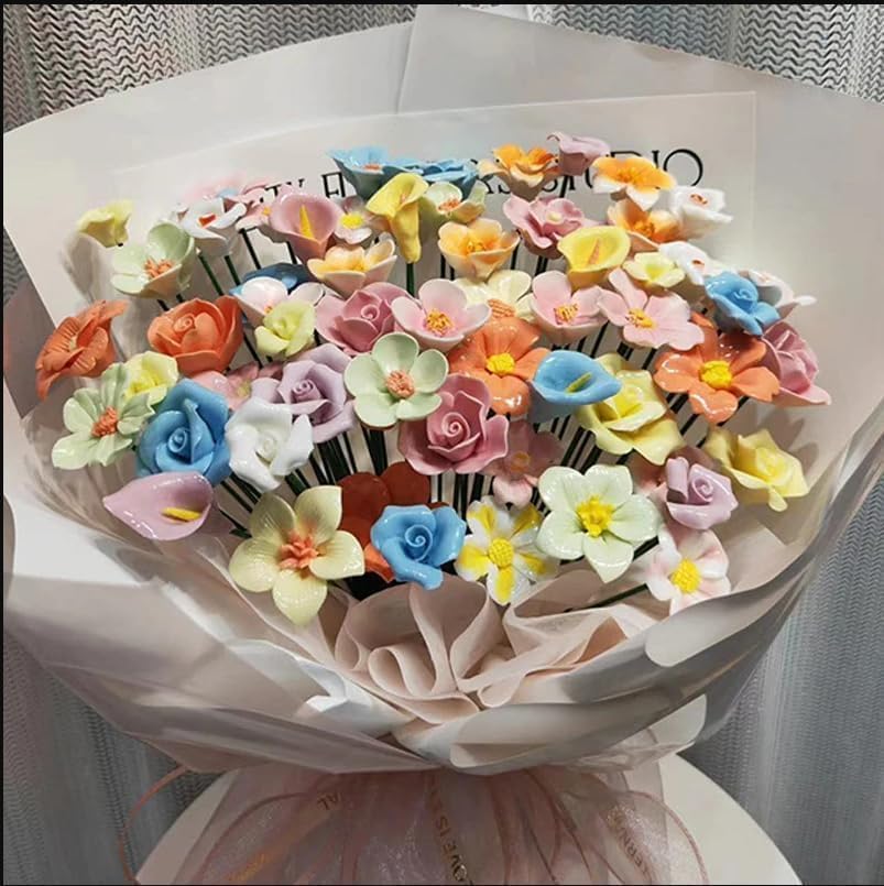 20PCS 3D Flower Ceramic Tiles (20 Count)