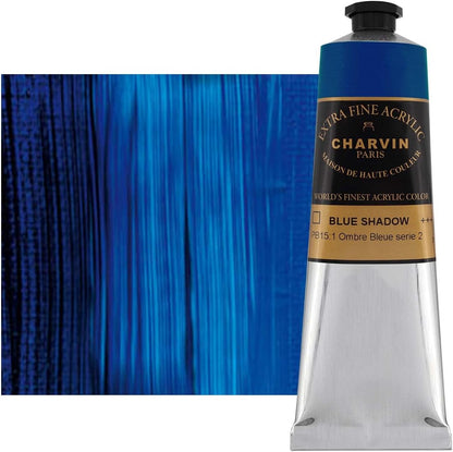 Charvin Extra Fine Professional Acrylic Paint - Blue Shadow, 150ml Tube, Triple-Milled, Lightfast Pigments, Open Stock Artist Acrylic Paints in Nature-Inspired Hues