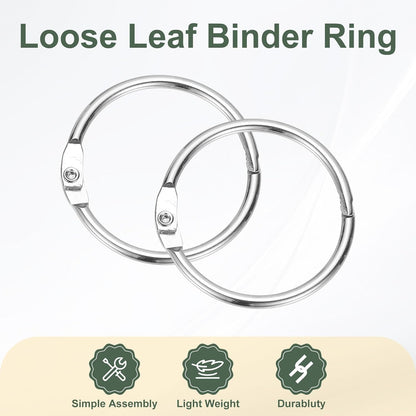 PATIKIL 1.3" x 1.5" Loose Leaf Binder Rings, 30 Pcs Metal Book Rings Nickel Keychain Ring for Paper Index Cards Flash Card Notebook Rings Office Home Book Binder, Silver Tone