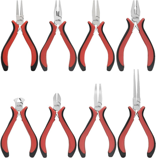 8 Packs Jewelry Pliers Set, Jewelry Making Tools with Needle Nose Pliers, Wire Cutters, Round Nose Pliers, Bent Nose Pliers - Crafty Corner