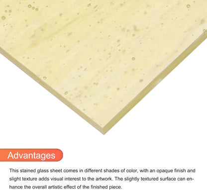 MECCANIXITY 2 Pcs Stained Glass Sheet Mosaic Tile 7.9 Inch x 5.9 Inch Apricot Stained Glass Sheets for Crafts DIY Art Project