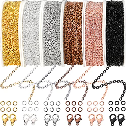 60ft Jewelry Necklace Chains 2mm Jewelry Chain Links for Making Bracelets Earrings DIY Craft Supplies Findings (60 Foot)