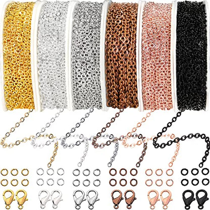 60ft Jewelry Necklace Chains 2mm Jewelry Chain Links for Making Bracelets Earrings DIY Craft Supplies Findings (60 Foot)