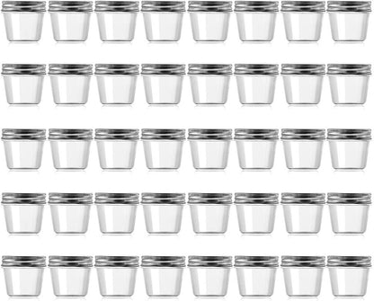 novelinks 4 Ounce Clear Plastic Jars Containers With Screw On Lids - Refillable Round Empty Plastic Slime Storage Containers for Kitchen & Household Storage - BPA Free (40 Pack)