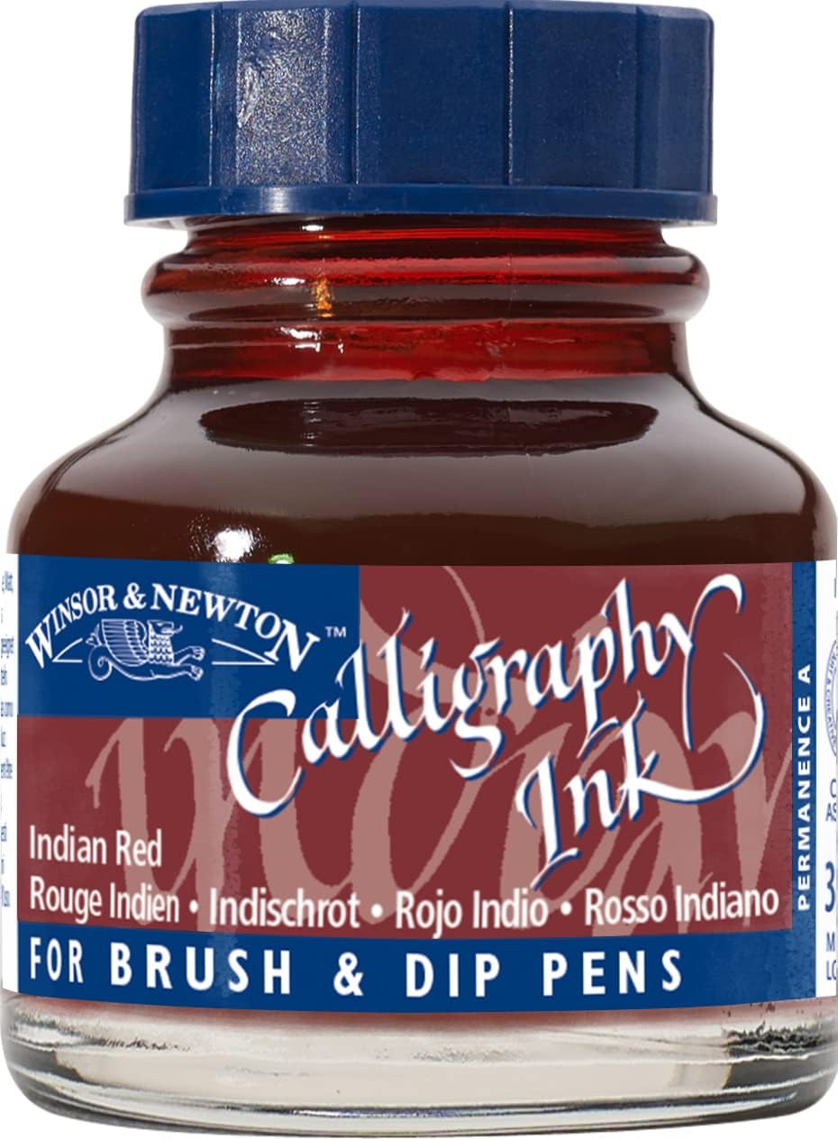 Winsor & Newton Calligraphy Ink, 30ml (1-oz) Bottle, Indian Red - Crafty Corner
