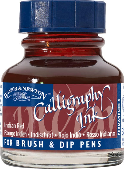 Winsor & Newton Calligraphy Ink, 30ml (1-oz) Bottle, Indian Red - Crafty Corner