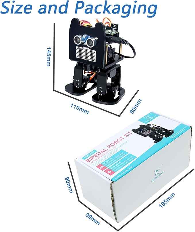 Freenove Bipedal Robot Kit for Raspberry Pi Pico W (Included) (Compatible with Arduino IDE), LED Matrix Expressions, Obstacle Avoidance, Colorful Lights, Buzzer, Speaker, App