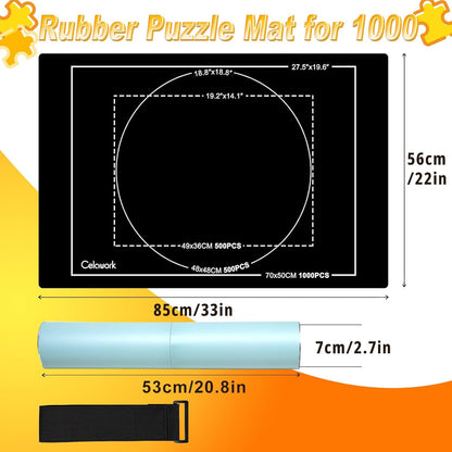 Rubber Jigsaw Puzzle Mat 1000 Pieces | 20" x 27"Puzzle Mats Roll Up | Jigsaw Puzzle Mats for Adult Puzzles Storage and Saver | Work with Puzzle Board and Puzzle Table