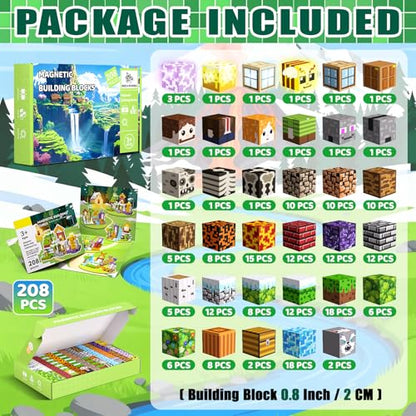 208PCS Magnetic Blocks (208 Count)