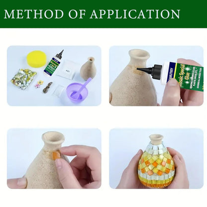 Mosaic Glue, 2 Pack 60ml Waterproof Adhesive for DIY Crafts – Non-Toxic, Clear Drying, No Drip, for Glass, Ceramic, Wood, Plastic, Indoor & Outdoor Use