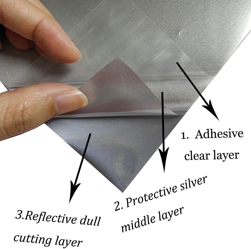 guangyintong Reflective Dark Grey Heat Transfer Vinyl HTV Rolls, 12" x 8ft Reflective Iron on Vinyl for T-Shirts, Dark Grey HTV Vinyl for All Cutter Machine Easy to Cut & Weed for HTV DIY Design