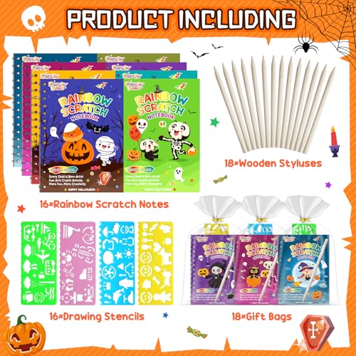 16 Pack Rainbow Scratch Notebook Art Party Favors for Kids (16 Count)