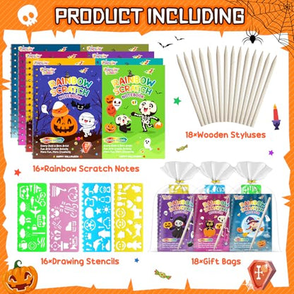 16 Pack Rainbow Scratch Notebook Art Party Favors for Kids (16 Count)