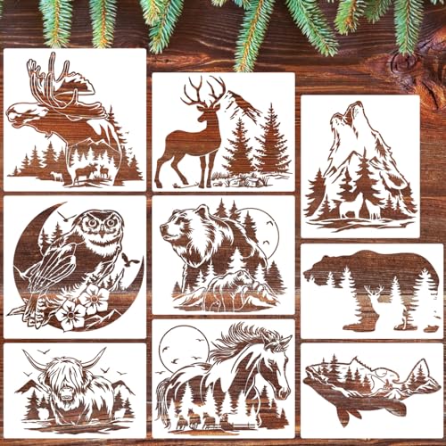 Wood Burning Stencils for Painting 12" Wildlife Stencil (9 Count)