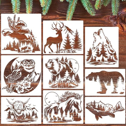 Wood Burning Stencils for Painting 12" Wildlife Stencil (9 Count)