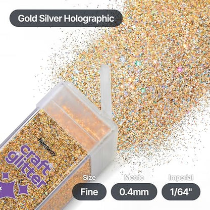 Craft Glitter Shaker Gold Silver Holographic 130g Fine (4.5 Ounce)
