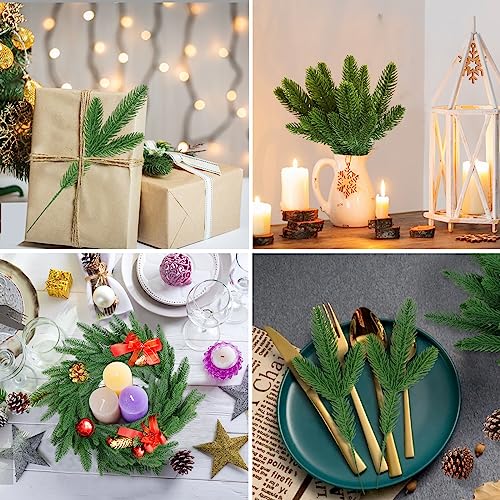 50 Pcs Artificial Pine Branches Christmas Greenery Plants Pine Needles DIY Cedar Picks and Sprays Accessories for Christmas Garland Wreath Craft and Home Decor (50 Count)