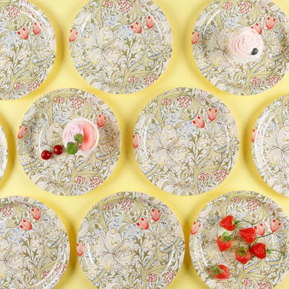 40Pcs William Morris Paper Plates Vintage Floral Decorations (40 Count)