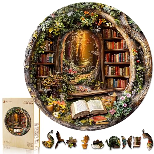 Wooden Puzzles Adults Tree House Library Jigsaw Puzzle 17.3 * 17.3in (450 Count)