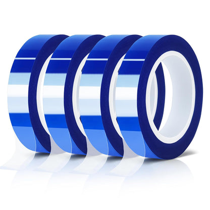 4 Rolls 10mm x16m(52FT) Blue Heat Tape High Temperature Heat Resistant Tape Heat Transfer Tape for Heat Sublimation Press Vinyl,No Residue