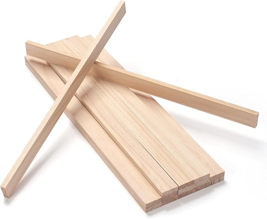Wood Trim Wooden Strips Slats for Wall, Wooden Dowels Sticks for Crafts, 1/4" × 3/4" × 12", 15 PCS Square Wood Dowel Rods for Crafting, Unfinished Hardwood Sticks Flat Lumber Boards for Woodworking