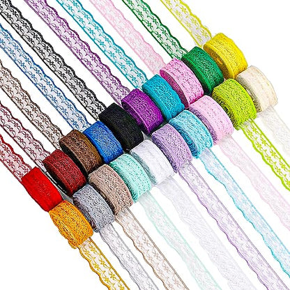 20 Rolls of 2.2cm x 10 Yards Colorful Lace Ribbon (600 Foot)