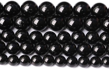 46pcs 8mm AAAA Natural Black Tourmaline Gemstone Beads Round Loose Beads for Jewelry Making DIY Bracelet Necklace