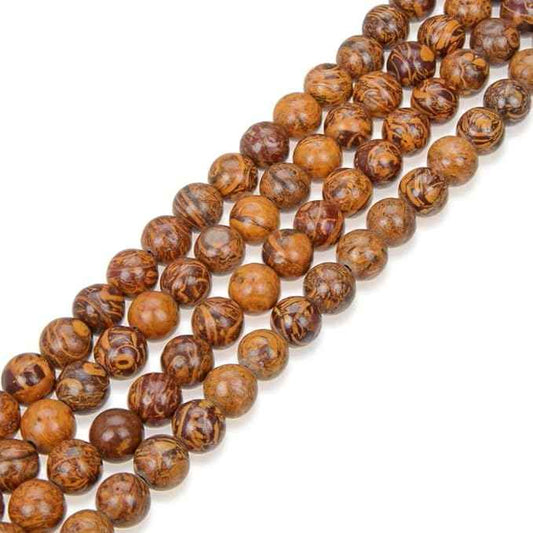 35pcs Adabele Natural Golden Tiger Skin Jasper Healing Gemstone 10mm (0.39 inch) Round Loose Beads Gem Stone Spacer for Craft Jewelry Making GF27-10