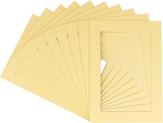 11x14 Mat for 8.5x11 Photo - Precut Soft Yellow Picture Matboard for Frames Measuring 11 x 14 Inches - Bevel Cut Matte to Display Art Measuring 8.5 x 11 Inches - Acid Free Pack of 25 MATS
