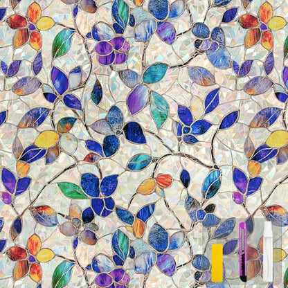 Window Privacy Film with Installation Tools Home Decorative Colored Glass Window Stickers Reusable electrostatic Rainbow Stickers
