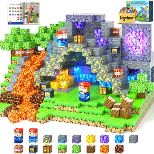 Magnetic Blocks 100PCS Kids Toys Magnetic Building Blocks Build Mine Magnet World Craft Cubes Boys Toys Ages 3 (100 Count)