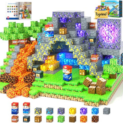 Magnetic Blocks 100PCS Kids Toys Magnetic Building Blocks Build Mine Magnet World Craft Cubes Boys Toys Ages 3 (100 Count)