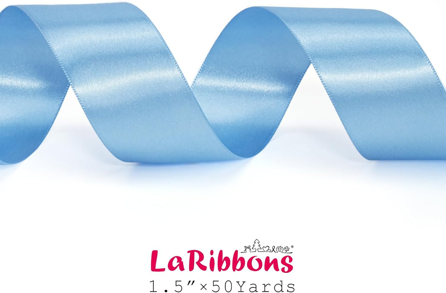 LaRibbons Light Blue Satin Ribbon 1 1/2 Inch 50 Yards Thin Luxury Double Faced Sky Blue Silk Ribbon for Flower Bouquet Crafts Gift Wrapping Wedding Babyshower Decoration - Crafty Corner