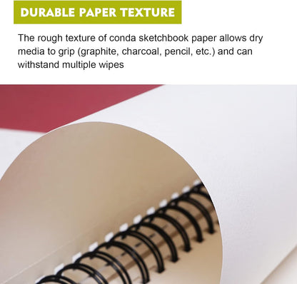 Conda 8.5"x11" Hardbound Sketch Book, Double-Sided Hardcover Sketchbook, Spiral Sketch Pad, Durable Acid Free Drawing Art Paper for Adults - Crafty Corner