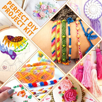 262 Pack Embroidery Thread Floss Kit Including 200 Colors 8 M
