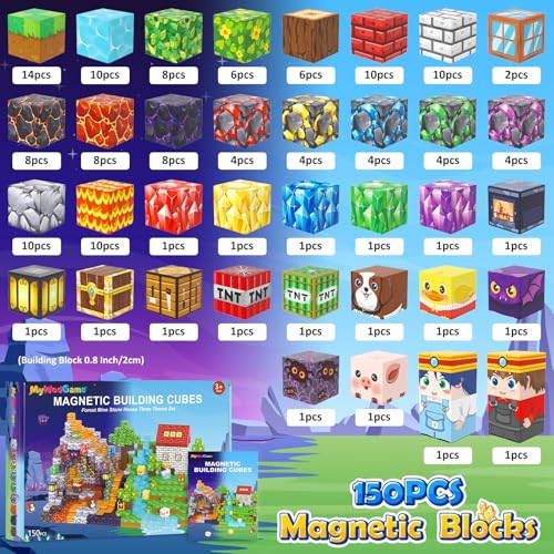 150PCS Magnetic Blocks Building Toys for 3+ Year Old Boys Girls (150 Count)