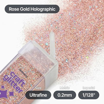 Craft Glitter Shaker Rose Gold Holographic 130g Ultrafine (4.5 Ounce)