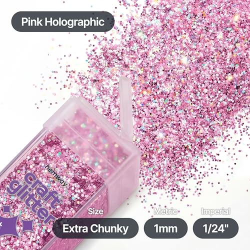 Craft Glitter Shaker Pink Holographic 110g Extra Chunky (3.8 Ounce)