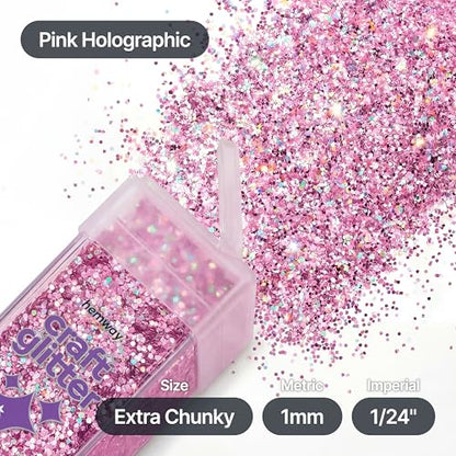 Craft Glitter Shaker Pink Holographic 110g Extra Chunky (3.8 Ounce)