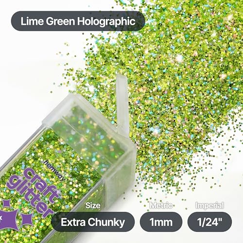 Craft Glitter Shaker Lime Green Holographic 110g Extra Chunky (4.5 Ounce)