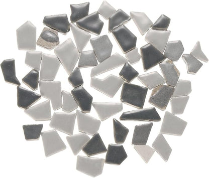 uxcell 500g/1.1LB Irregular Ceramics Mosaic Tiles, 1.3-2 cm Bulk Stained Ceramic Mosaic Pieces Stones Mosaic Kits for DIY Art Craft Projects Home Decor, Mixed Grey