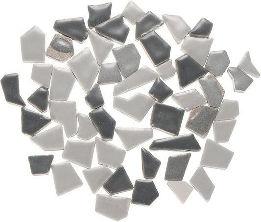 uxcell 500g/1.1LB Irregular Ceramics Mosaic Tiles, 1.3-2 cm Bulk Stained Ceramic Mosaic Pieces Stones Mosaic Kits for DIY Art Craft Projects Home Decor, Mixed Grey