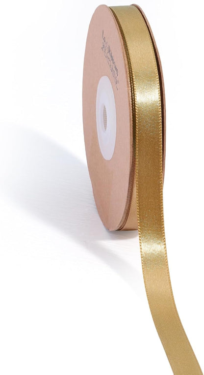 LaRibbons Gold Satin Ribbon 3/8 Inch 50 Yards Thin Luxury Double Faced Pale Gold Silk Ribbon for Flower Bouquet Crafts Gift Wrapping Wedding Christmas Decoration - Crafty Corner
