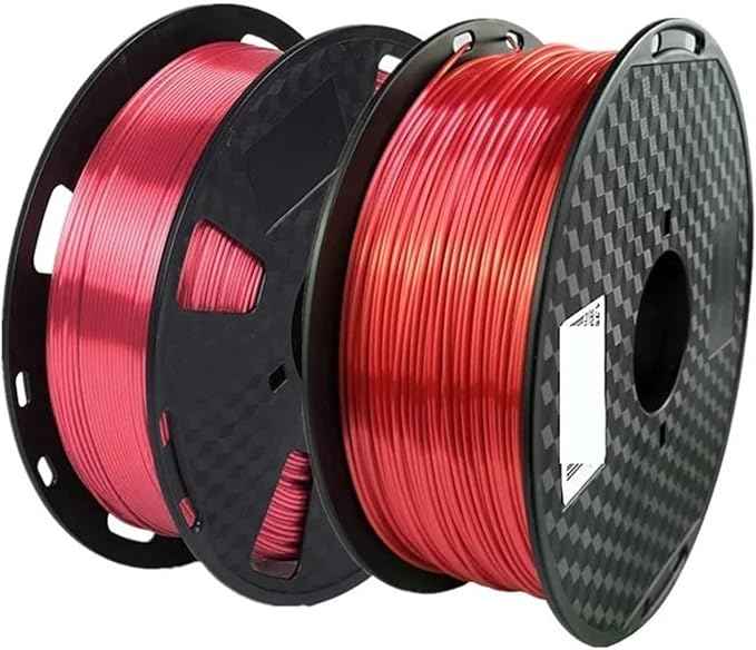 Red Silk PLA 3D Filament 1.75mm, 500g/1Kg Options, Silky Shine, Compatible for 3D Printers & 3D Pens(Young red 500g)
