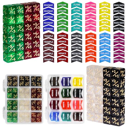 108PCS MTG Keyword Tokens & 12mm MTG Life Counter Dice Set for Magic Card